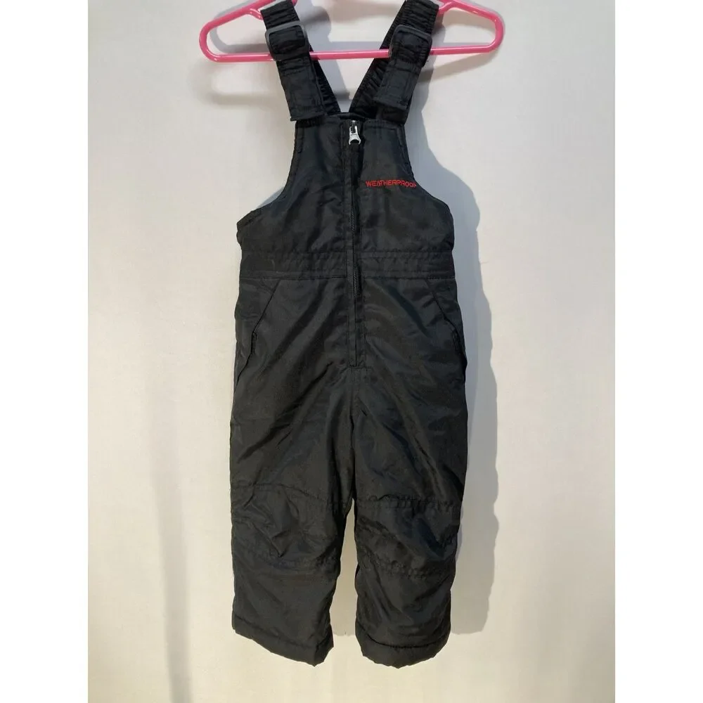 Weatherproof Baby Boy Girl Black Insulated Snow Pants Bibs Size 12M